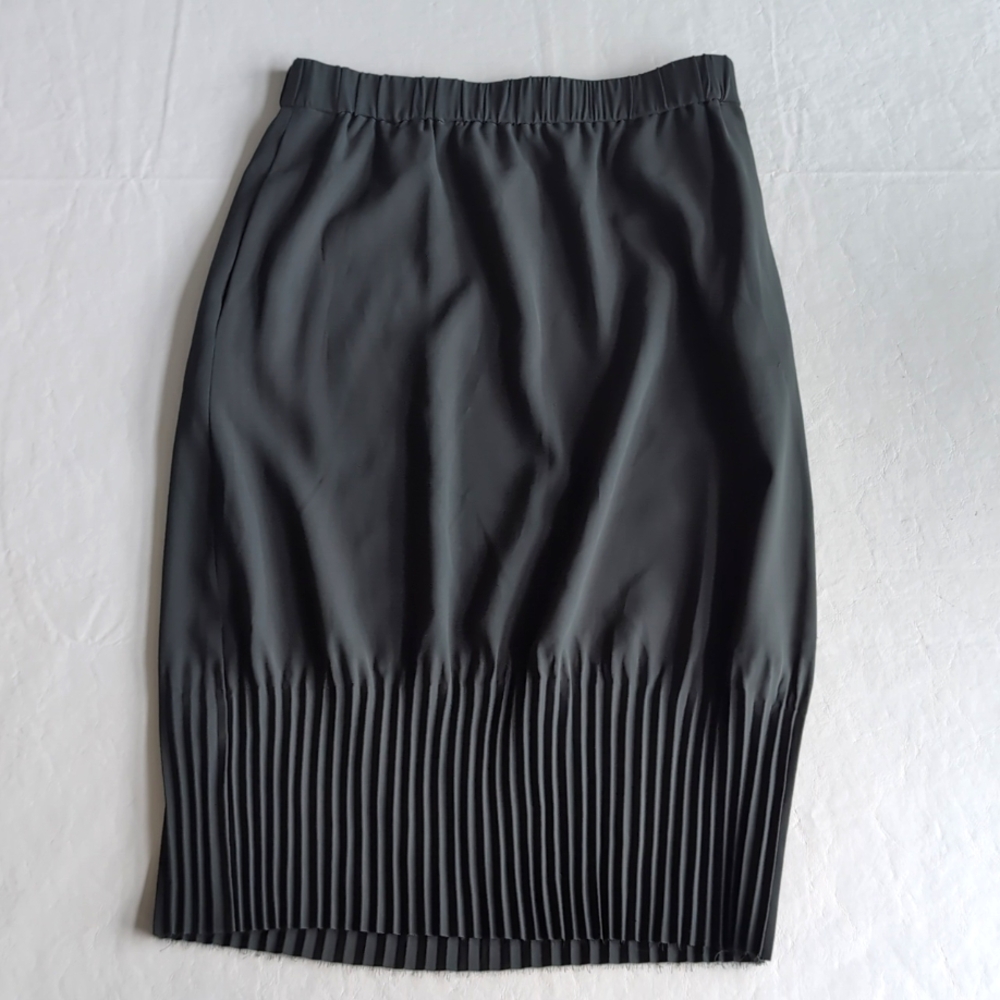 COS Elegant Unique Black Half Pleated Midi Skirt Women's EU Size 36